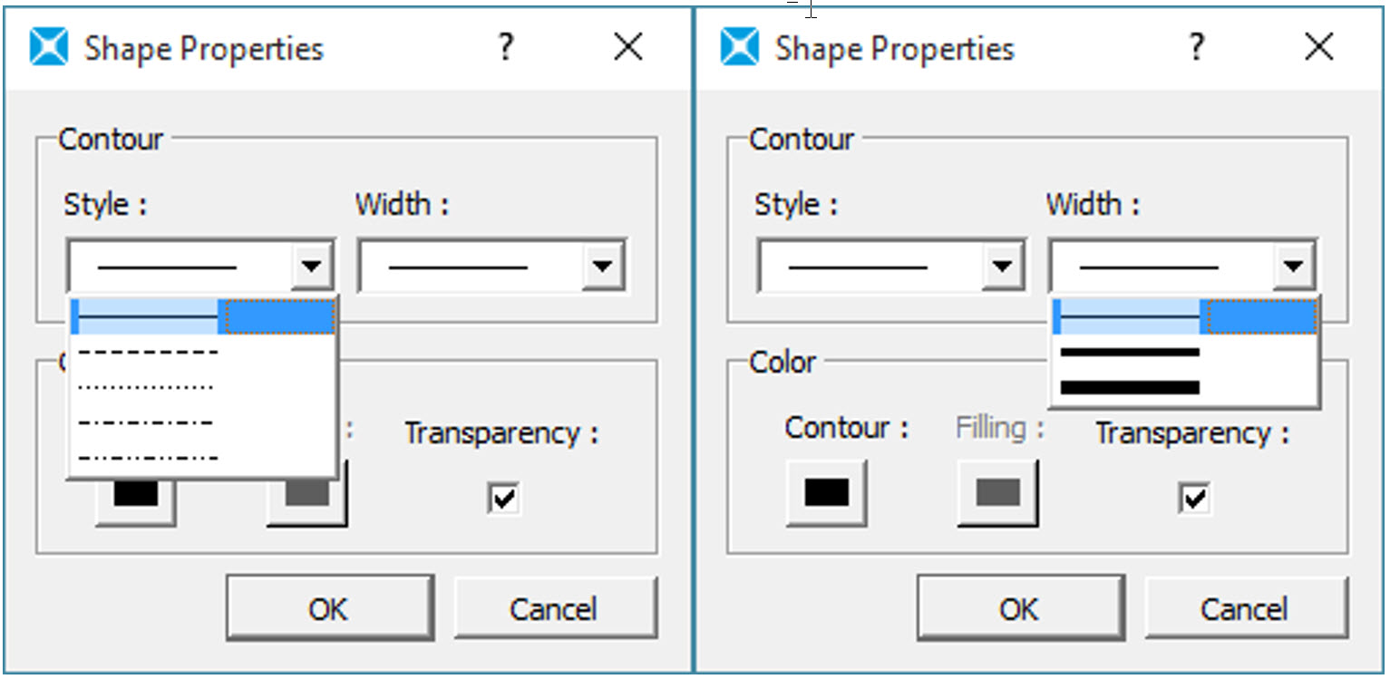 ضخامت خطوط | ابزار تغییر نوع خط