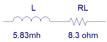 مدل الکتریکی در نظر گرفته شده برای شیر الکتروهیدرولیکی