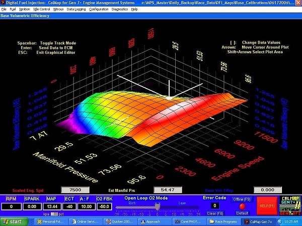 نمونه‌ای از مپ سه‌بعدی در کنترل یونیت موتور - مپ سوخت