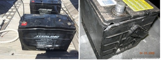 شکستگی و باد کردن باتری 