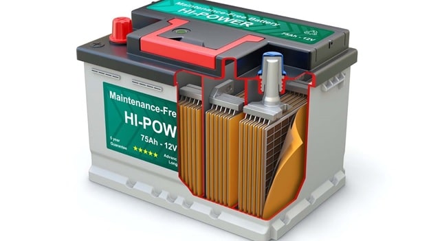 نوعی باتری سربی اسیدی و اجزا داخلی آن