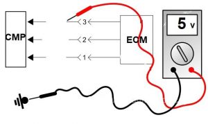 بررسی وجود ولتاژ در پایه تغذیه مثبت سنسور 