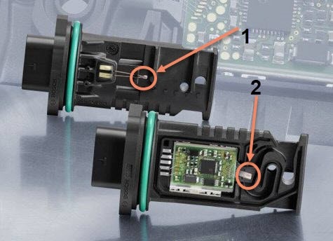 دو سنسور MAF از نوع Hot wire و Hot Film