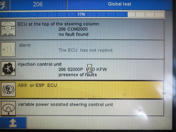 نمونه منو Goloble test در دیاگ 2000