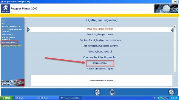 منو مربوط برای تست عملگر سیستم بوق