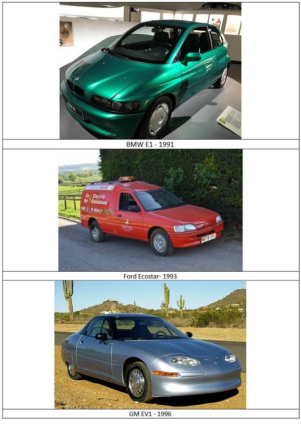 چند نمونه اتومبیل برقی در دهه 1990