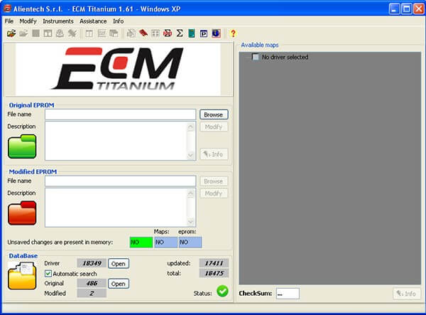 یکی از منوهای نرم‌افزار ECM Titanium