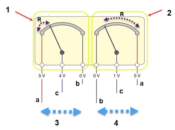 شماتیک سنسور پدال گاز پتانسیومتر دو مقاومتی معکوس