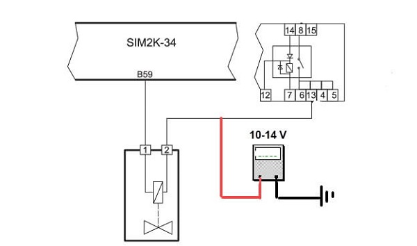 بررسی وجود ولتاژتغذیه – مدار پراید نیو زیمنس