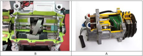 مقایسه اجزا داخلی دو نوع کمپرسور
