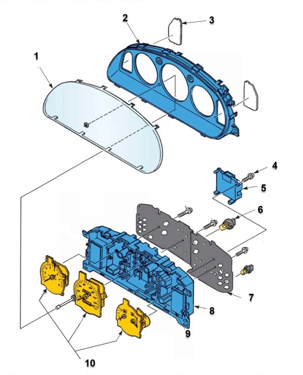 نقشه انفجاری اجزا جلو آمپر